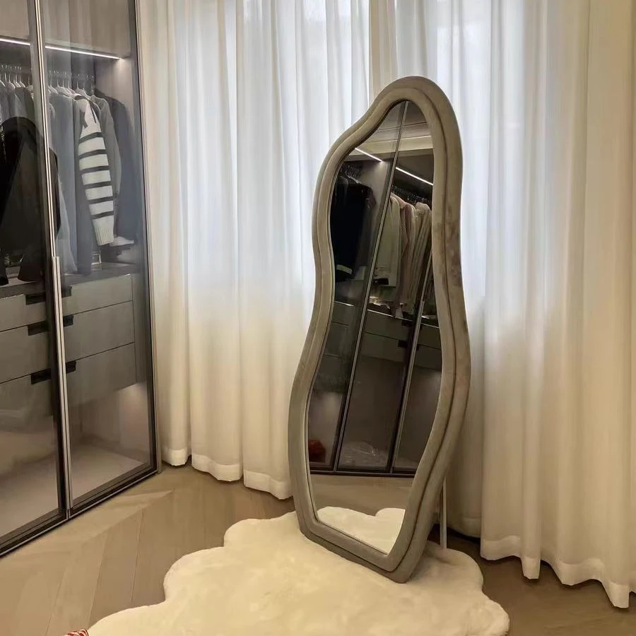 Irregular Velvet Full-Length Mirror for Modern Interiors