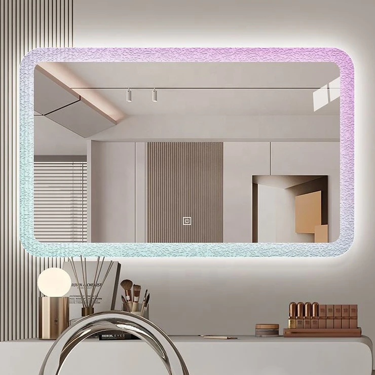 LED Bathroom Mirror with Colorful Light Frame