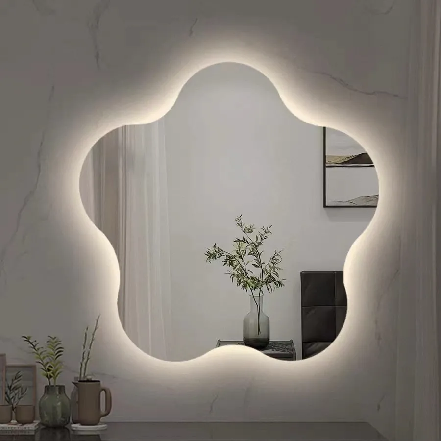 Blossom-Shaped LED Wall Mirror: Illuminate & Redefine Your Decor