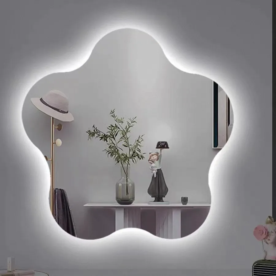 Blossom-Shaped LED Wall Mirror: Modern Decor & Ambient Light Blossom-Shaped LED Wall Mirror: Modern Decor & Ambient Light