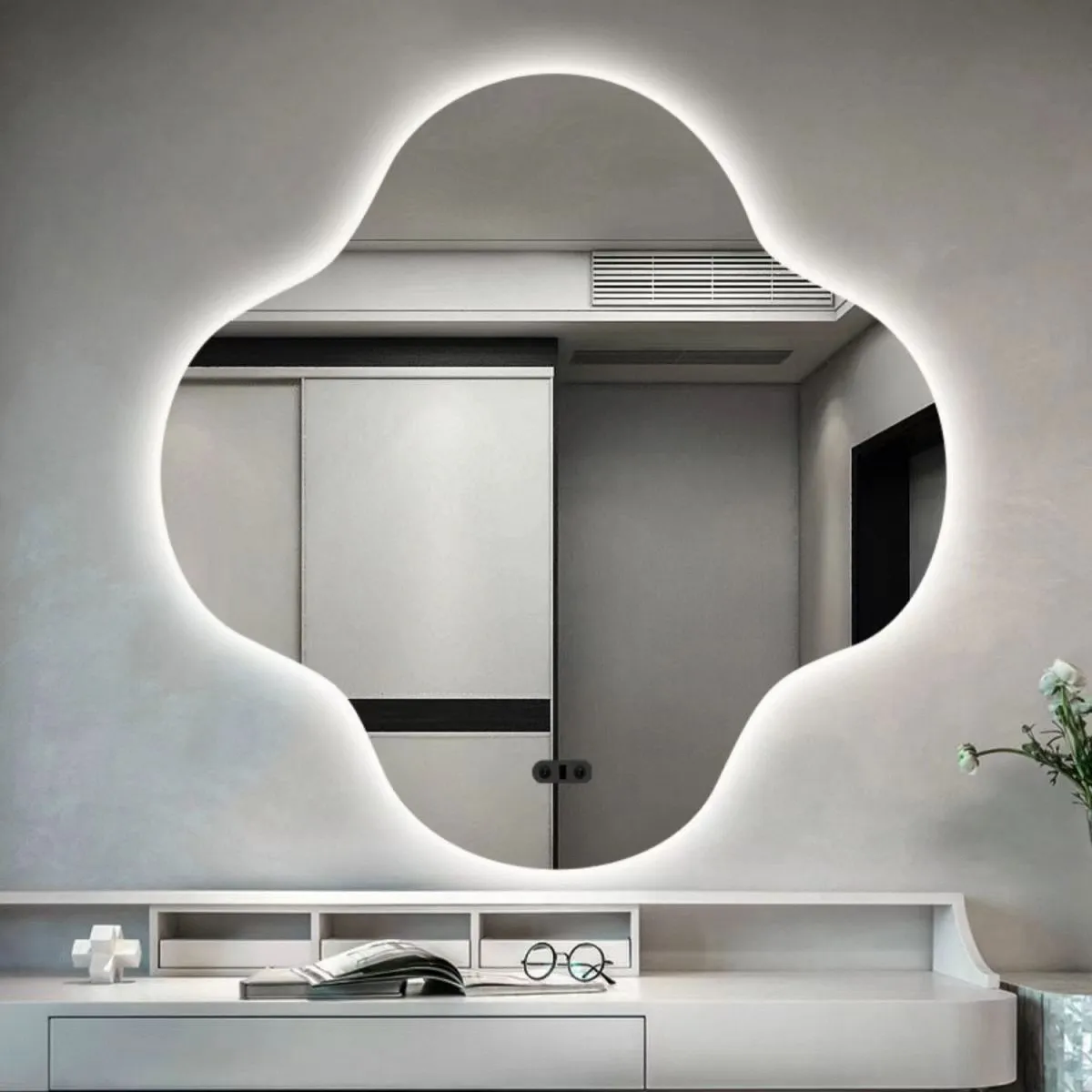Blossom-Shaped LED Wall Mirror: Illuminate & Redefine Your Decor
