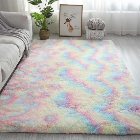 Rainbow Fluffy Rug Styling for Small Spaces