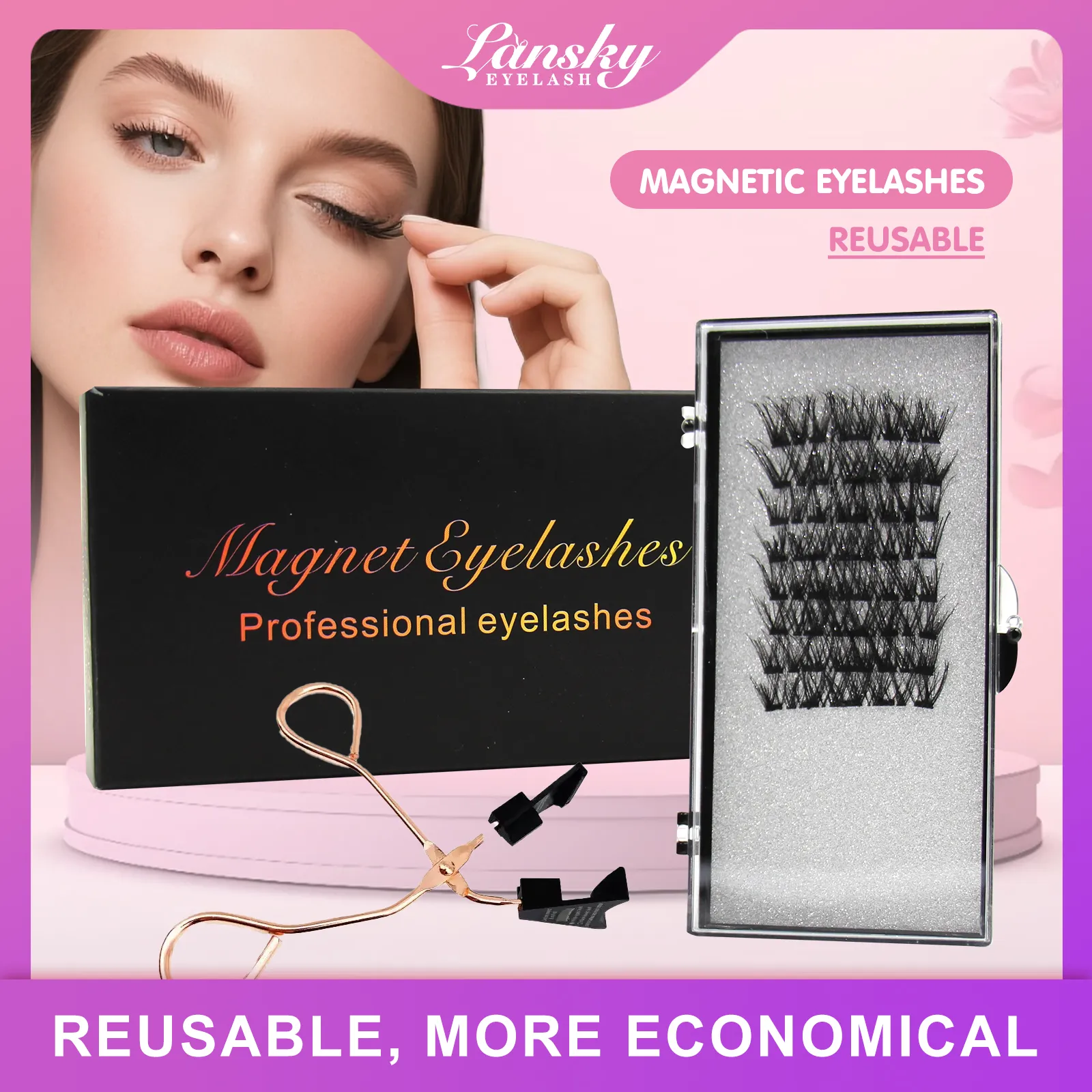 magnetic eyelashes with applicator