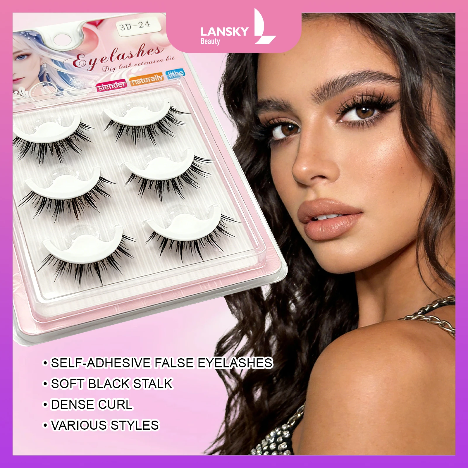 Pre glued eyelashes- strip lashes 3pair