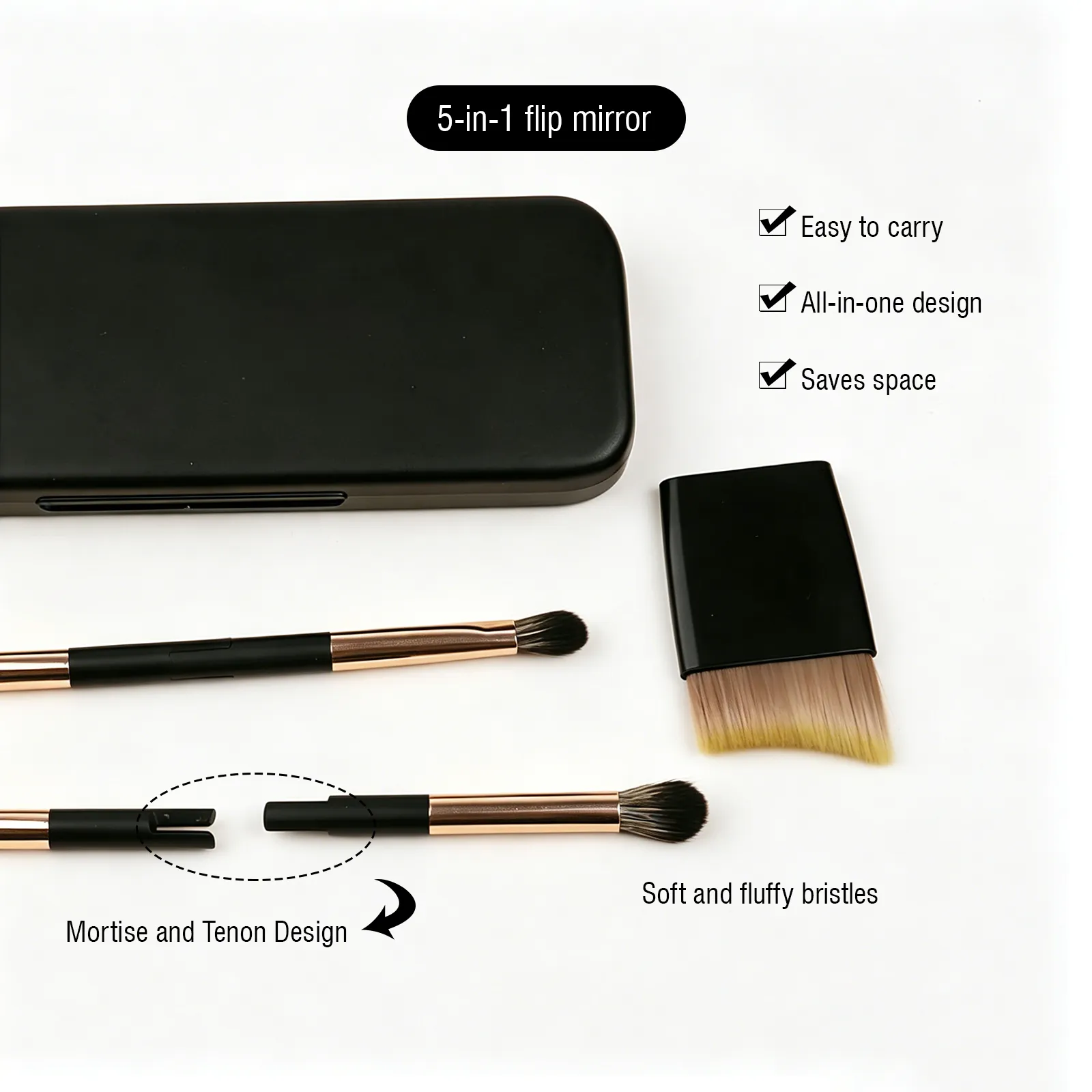5-in-1 Flip Mirror Brush Set