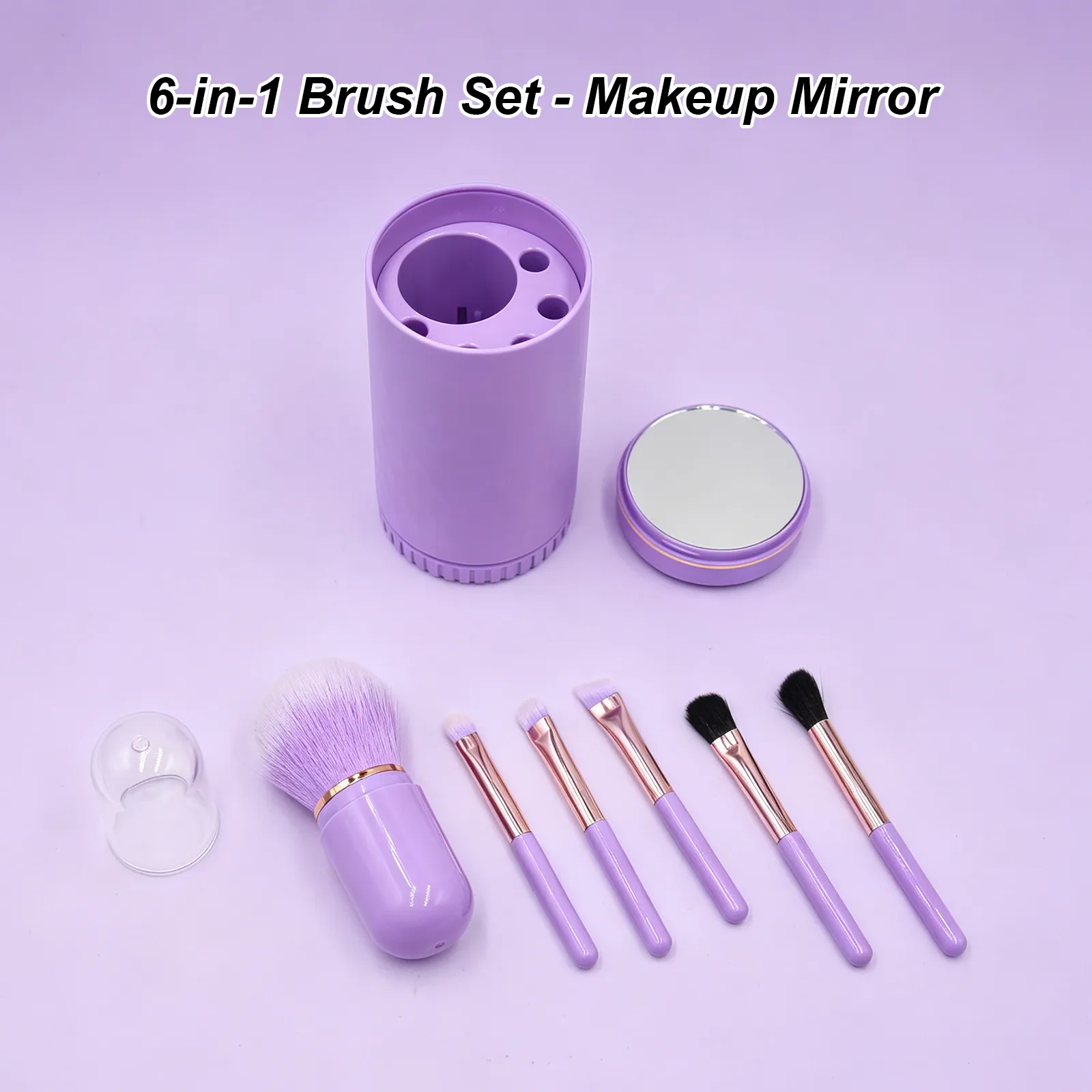 6-in-1 Brush Set with Storage Bin & Mirror