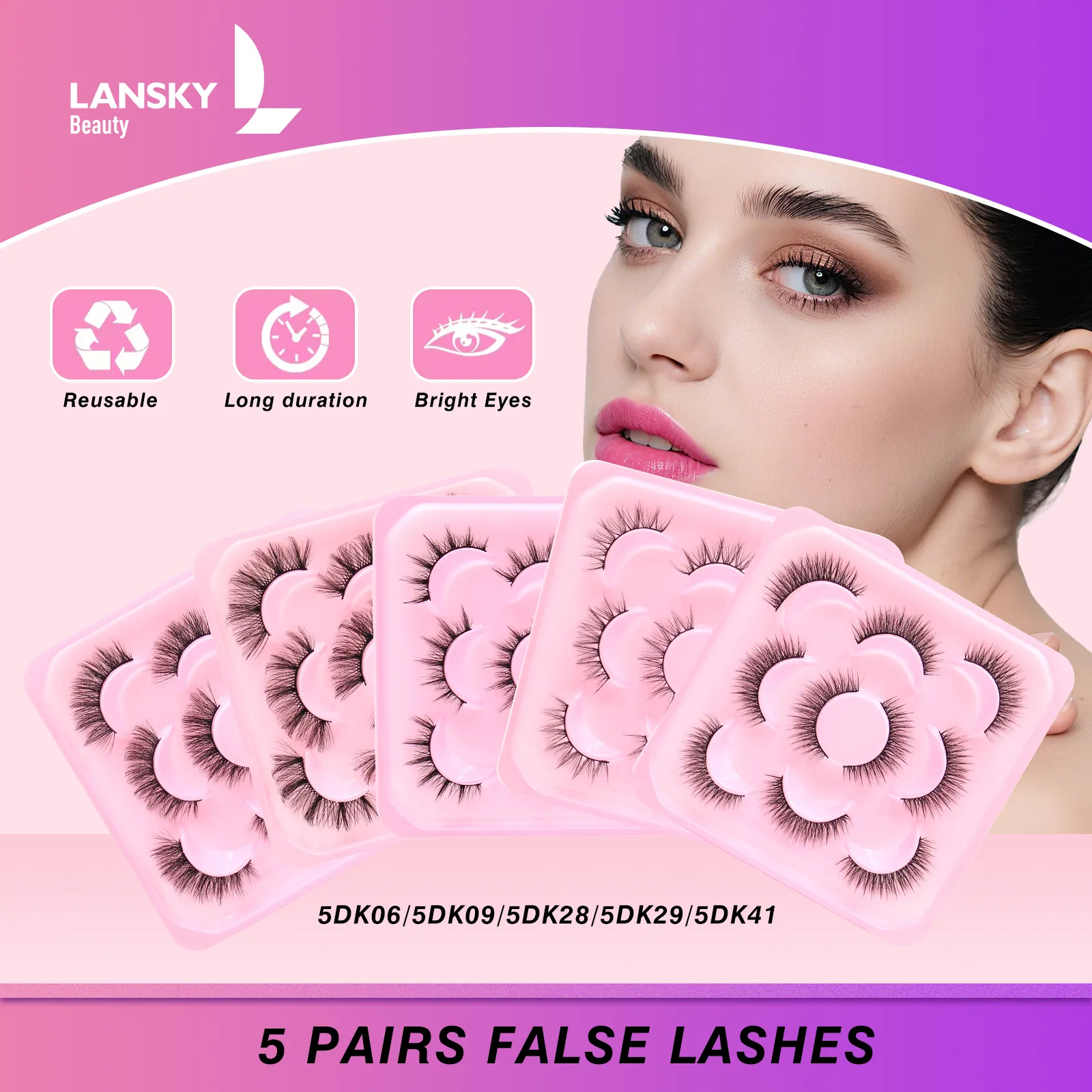 Self Adhesive False Lashes – No Glue, Natural, Clear Band