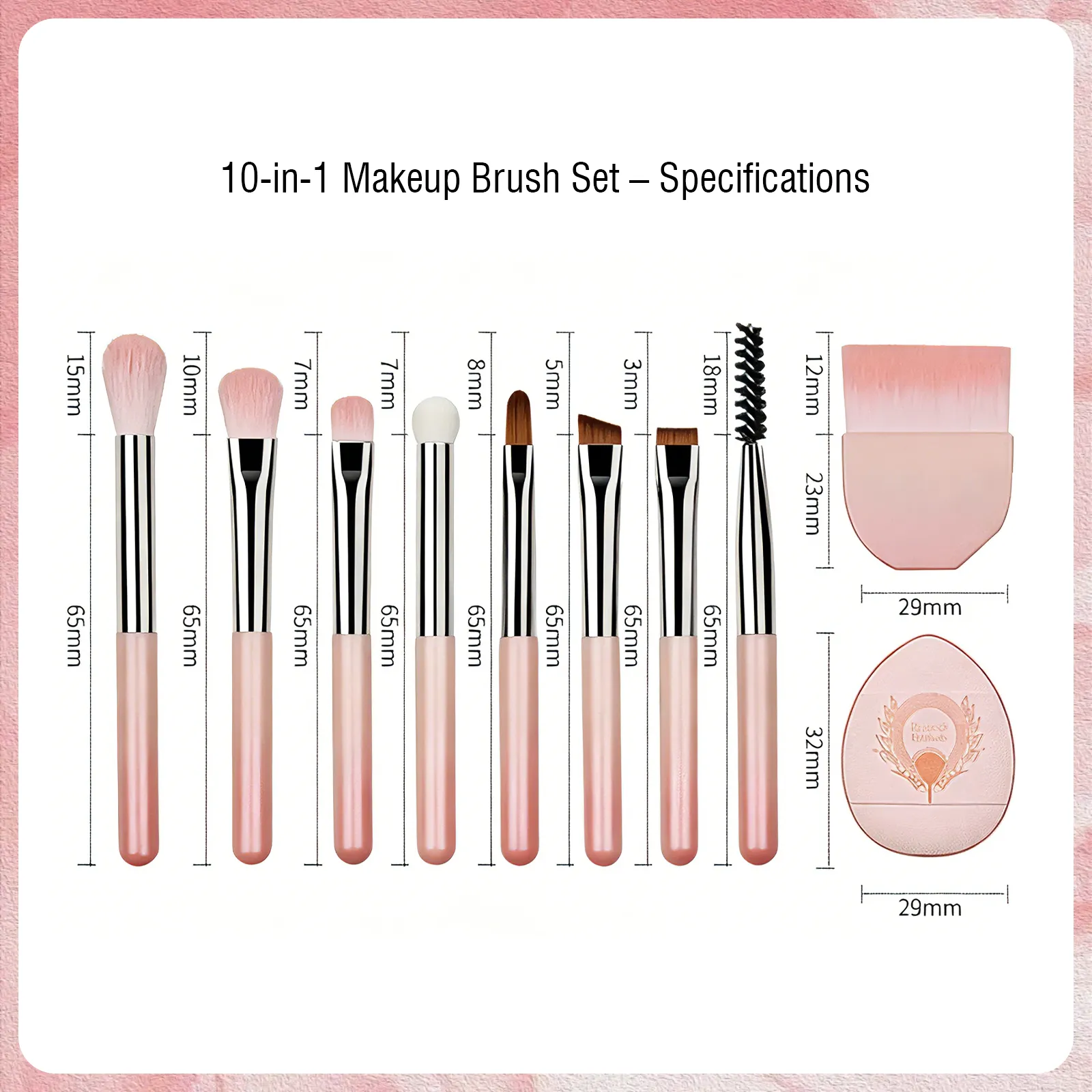 Portable 10-in-1 Makeup Brush Set
