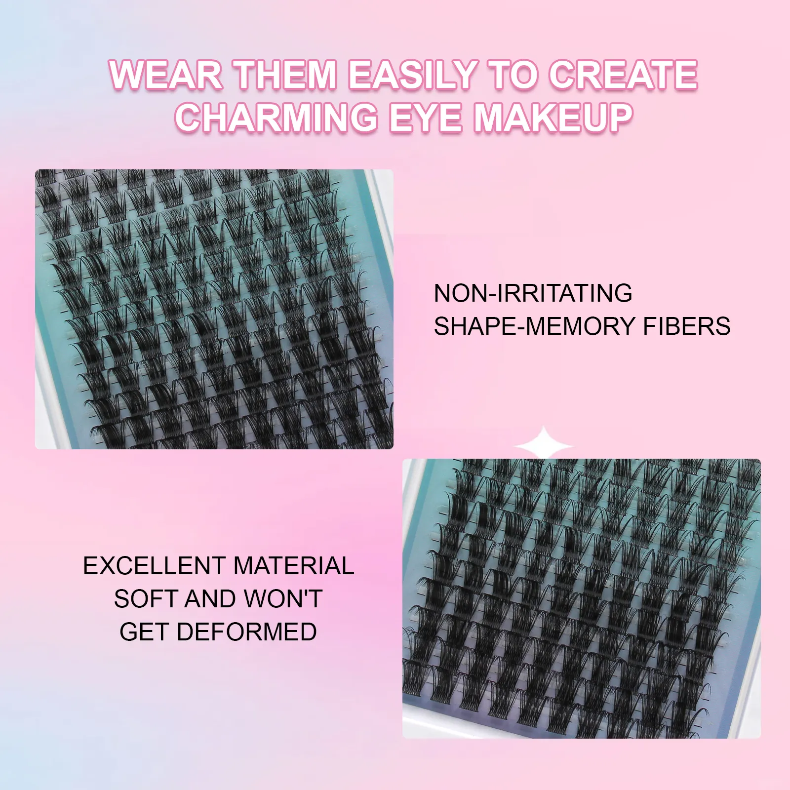 individual eyelash clusters