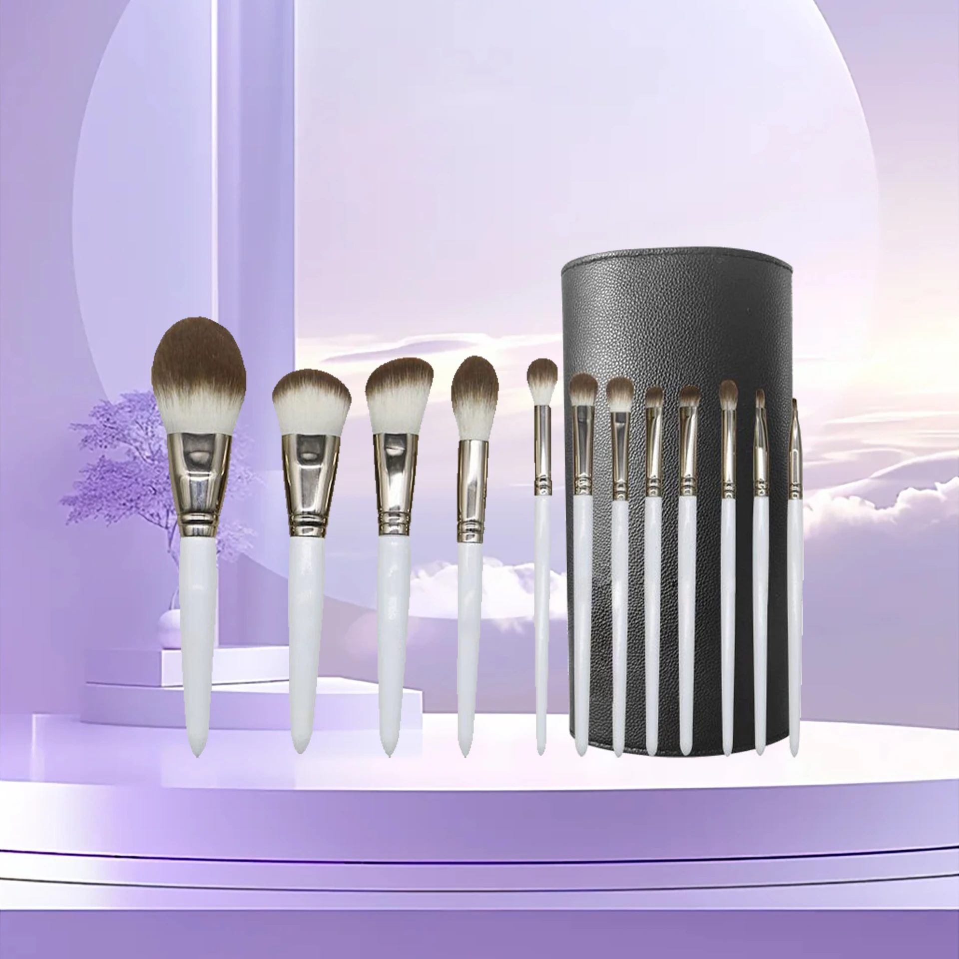 12-Piece White Makeup Brush