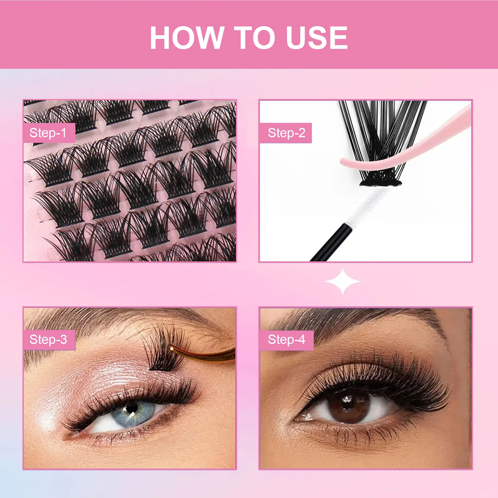 individual eyelash clusters
