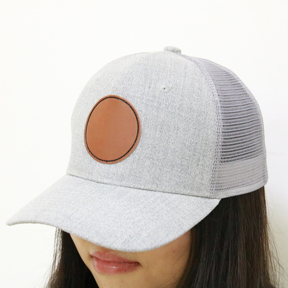  China Factory deliver leather patch Custom design 6 panel #112 mesh trucker cap