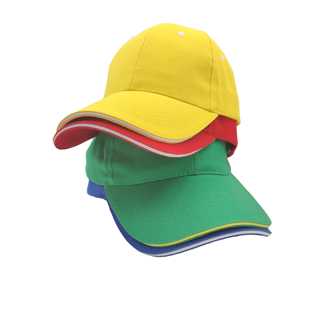 Heavy brushed cotton kids sandwich 6 panel sports baseball cap
