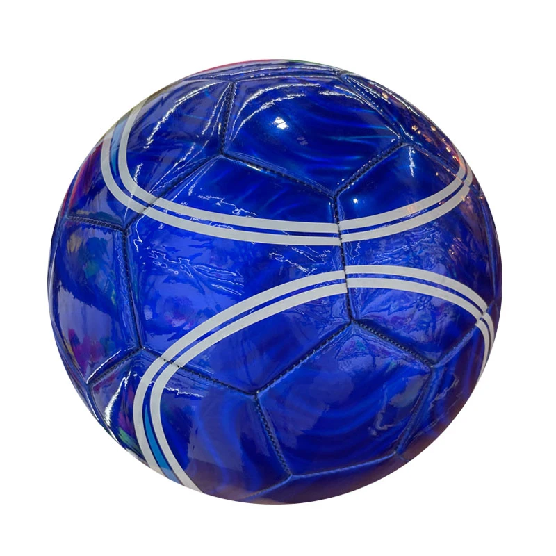 Customized Football Ball Leather Soccer Ball Good Cheap Yellow Blue logo Number 5 4 3 Junior Bulk PVC Leather Promotional