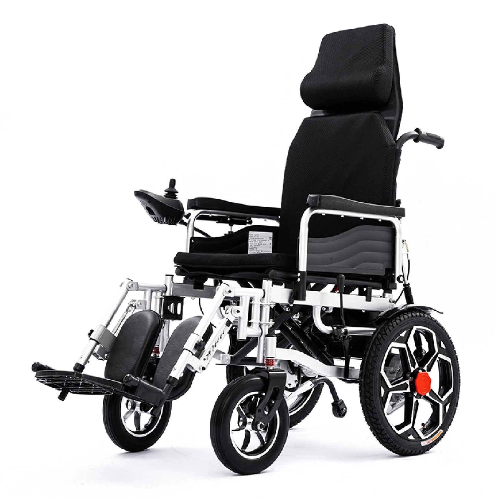 High Quality Portable Electric Wheelchair with Foldable Elevating Legrest and Reclining Feature Made of Durable Aluminium Steel
