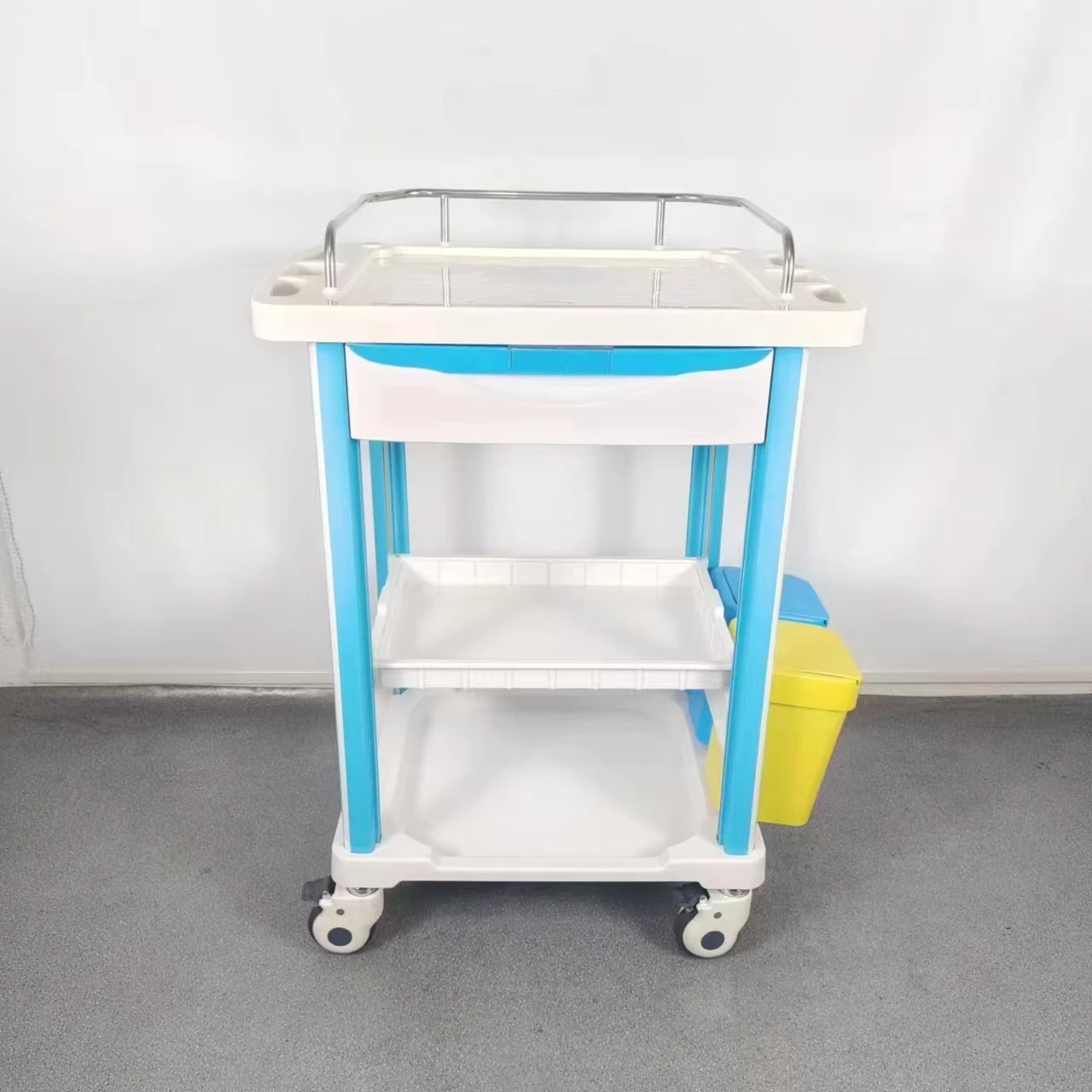 High Quality ABS Material Hospital Emergency Medical Trolley Cash Cart for Hospital Clinic Patient Use