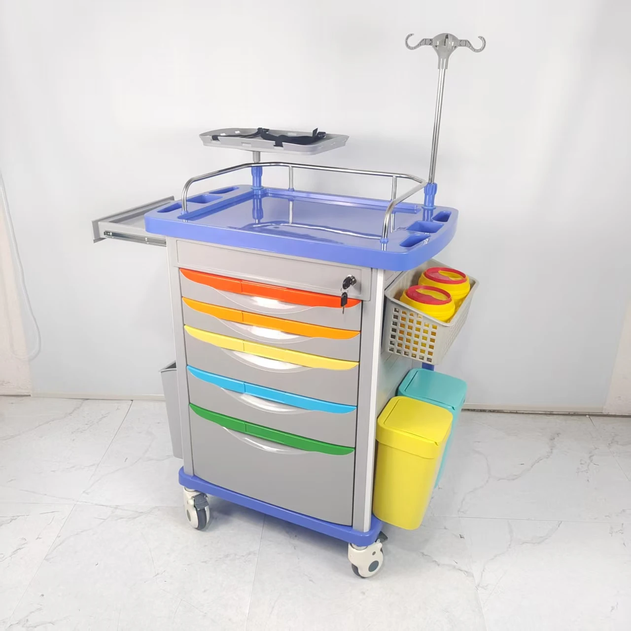 Hot Selling Multi Function Medical Trolley for Hospital Clinics Emergency Nursing Cart with Universal Wheels