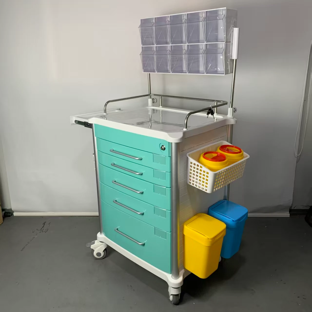 Clinic Cheap Mobile ABS Drugs Hospital Medical Crash Cart Plastic Emergency Medicine Trolley