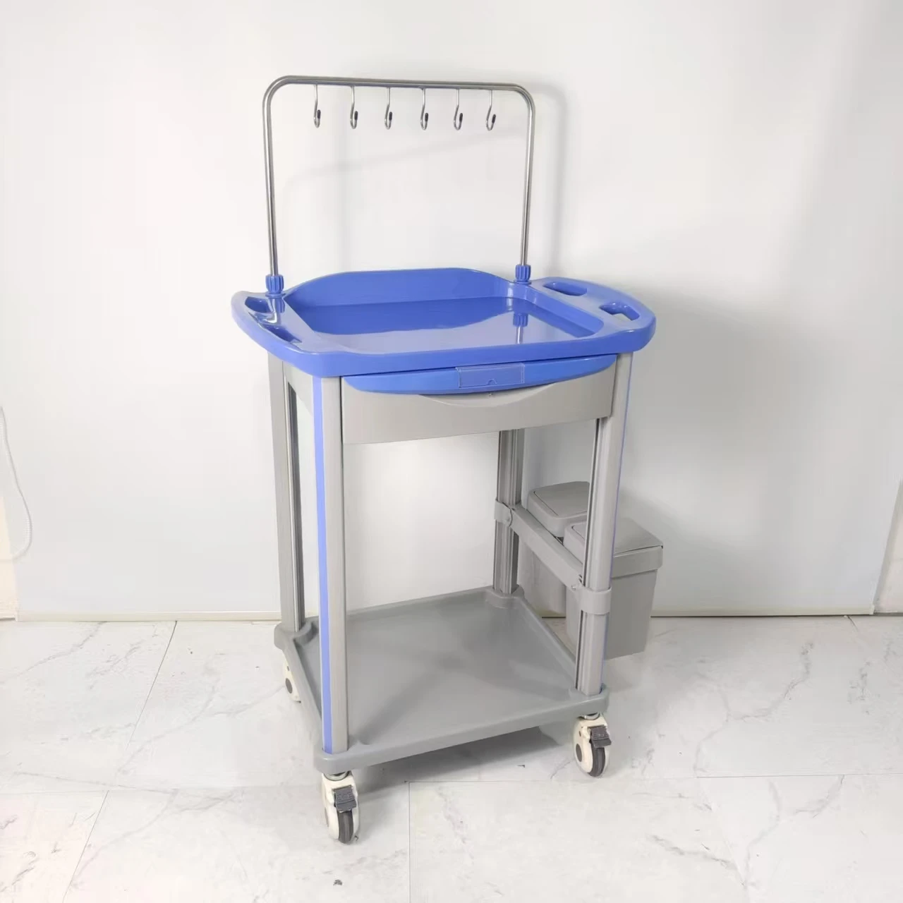 Professional Hospital Emergency Medical Trolley Cart ABS Plastic Drugs Cart with Drawer for Anesthesia Treatment