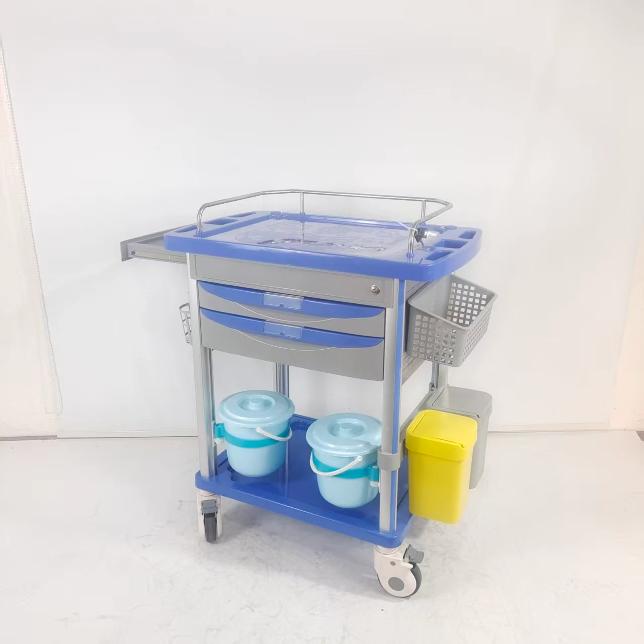 Locking Wheel Mobile Emergency Medication Cart ABS Plastic Medical Trolley for Hospital or Clinic Use