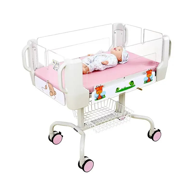 Double-Layer Guardrail Hospital Bassinet Cart - HEBEI ZHAOFA TECHNOLOGY CO., LTD.|Safety &amp; Adjustable Trendelenburg Function