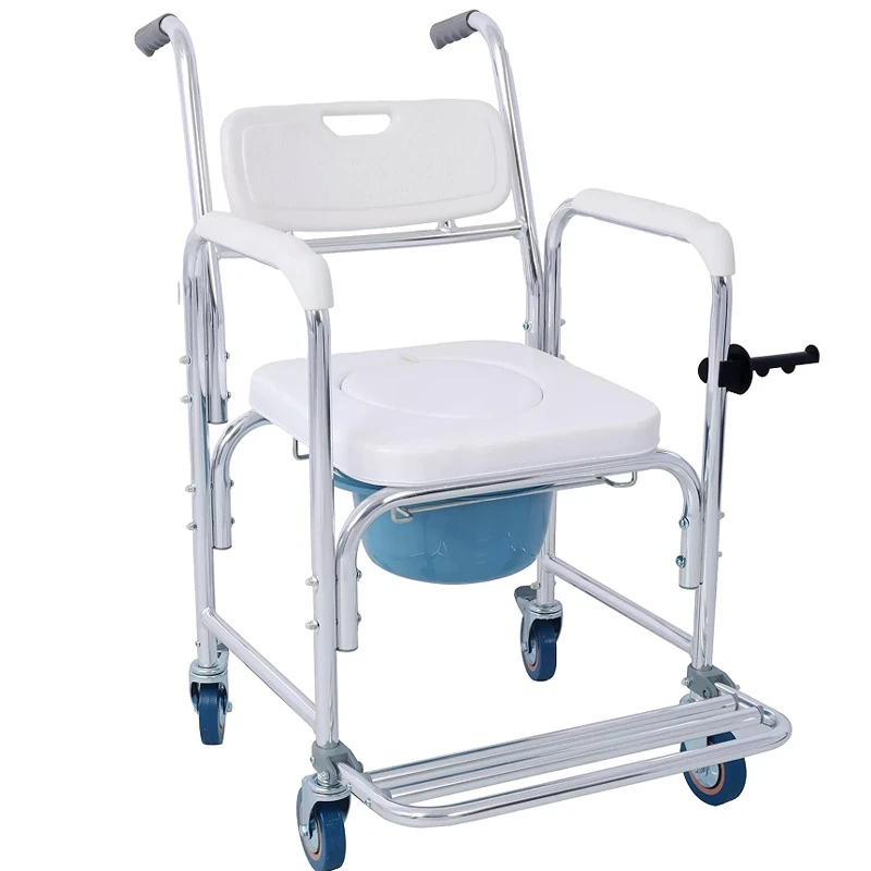 ZF-PC213 Bedside Commode Chair Transport Shower Wheelchair Toilet Rolling Transport Chair