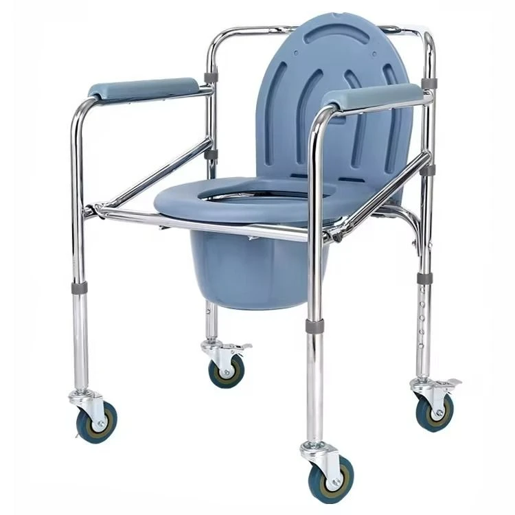 ZF-PC210 Commode Bathroom Chair for Disabled People Luxury Toilet With Aluminum Wheels  ZF-PC210