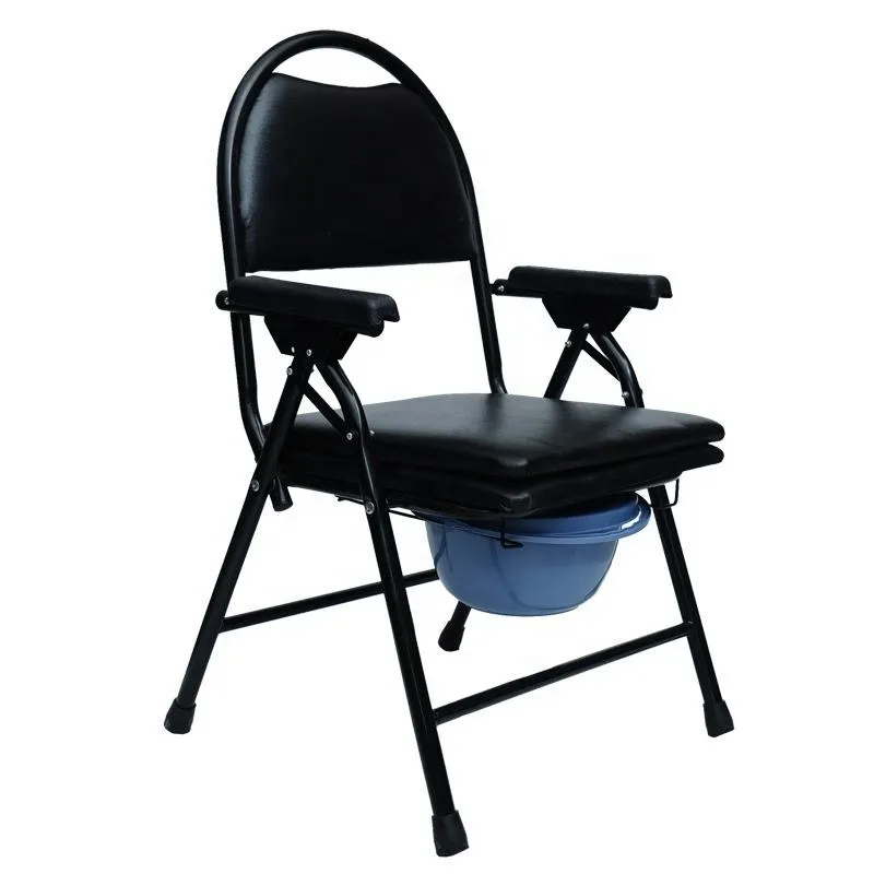 ZF-PC211 Household Folding Non Slip Toilet Chair, Carbon Steel Bedside Stool Portable Commode Chair ZF-PC211