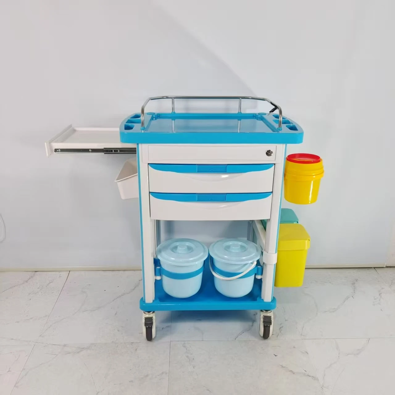 High Quality Medical ABS Emergency Trolley Mobile Crash Cart Hospital Furniture