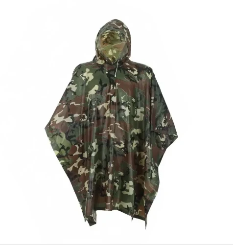 Camo Raincoat with Hood Adjustable Features