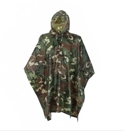 Camo Raincoat with Hood Adjustable Features