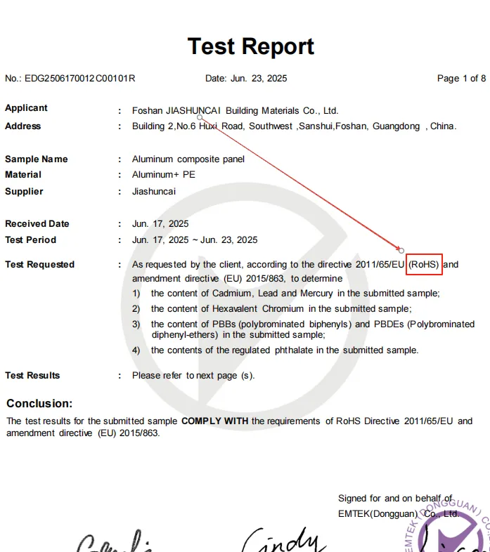 Jiashuncai has passed the ROHS testing standards and is suitable for all products sold on the EU market1