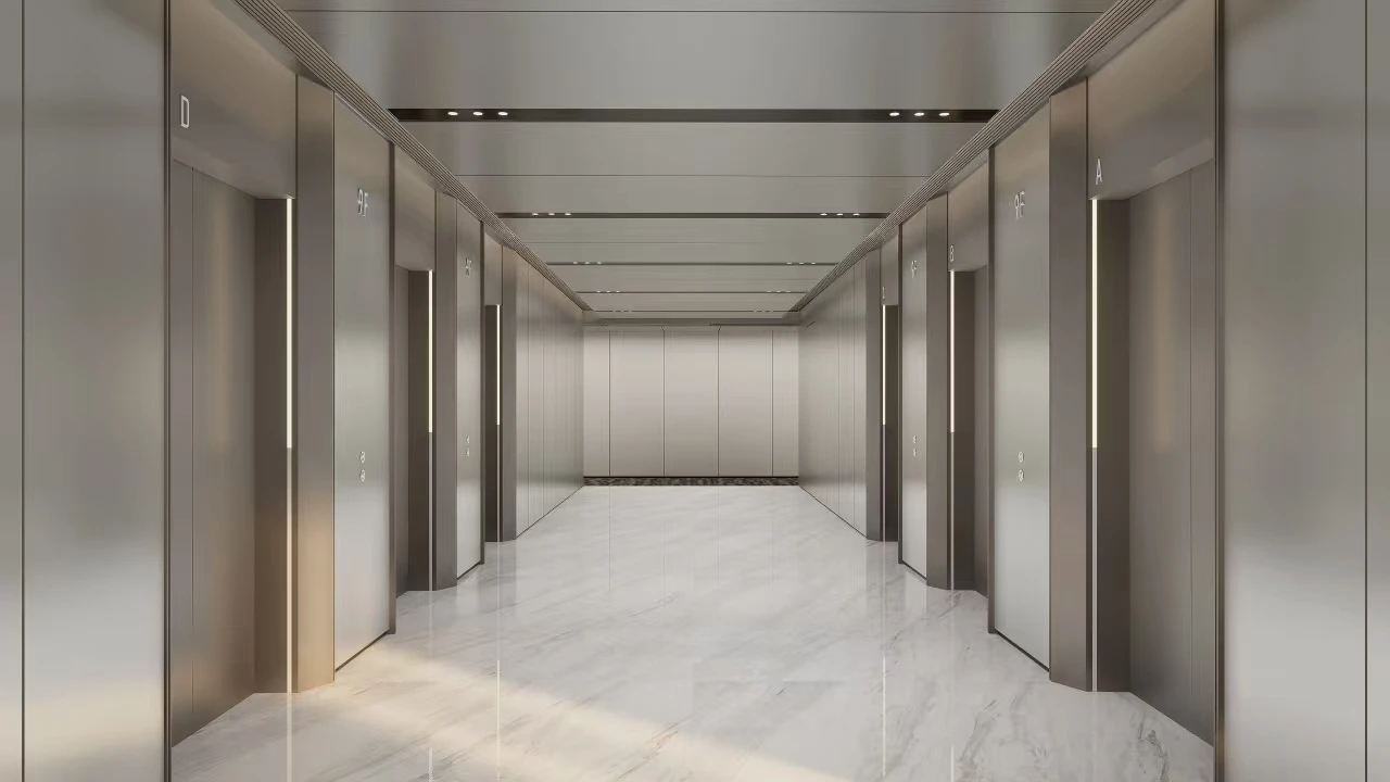 Corridor of a business building elevator,Guangzhou