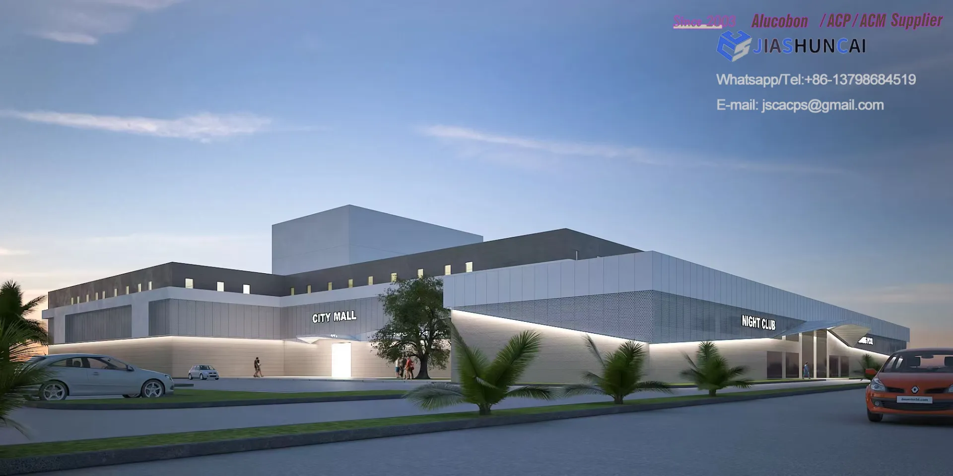 Modern Supermarket Facade with Perforated Design Enhance By JIASHUNCAI Aluminum Composite Panels