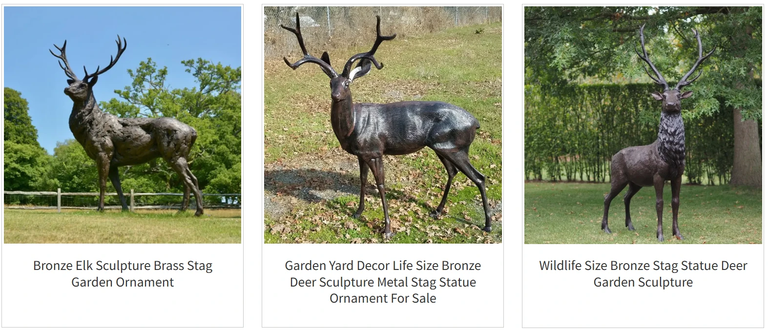 Bronze Stag Statue Polished Finish