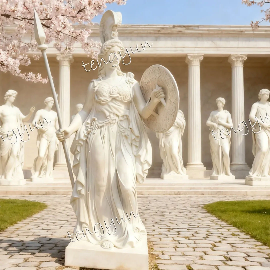 Marble Carved 2.9m Athena Statue---Installed in the U.S.