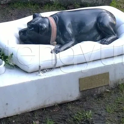 Natural Stone Carved Real Dog Sculpture
