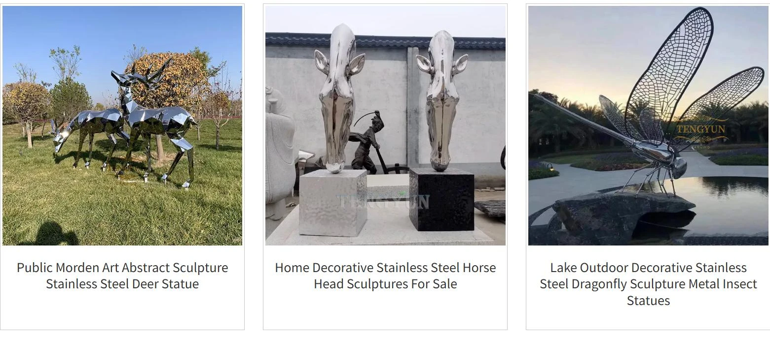 Stainless Steel Sculpture with Geometric Shapes