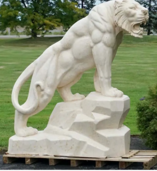 Patina on an Antique Tiger Outdoor Statue