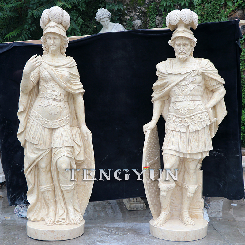 Ancient Roman Warrior Statues-Quyang Tengyun Carving Co., Ltd.|Hand-Carved Marble, Custom Sizes