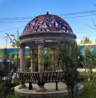European Hand-Carved Stone Gazebo: Enhance Your Garden