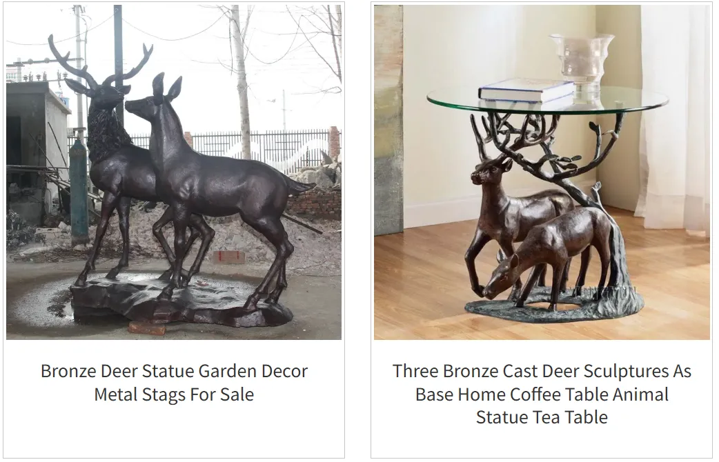 Bronze Stag Statue Polished Finish