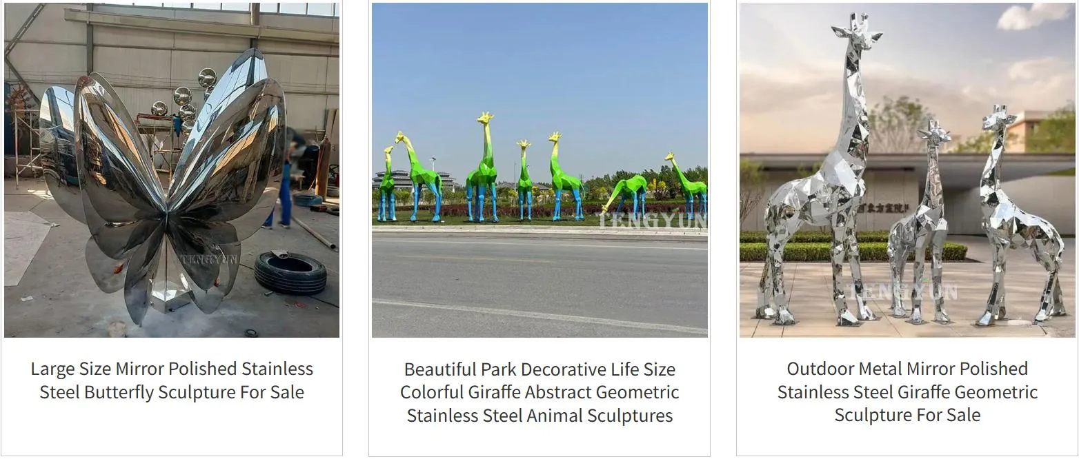 Stainless Steel Sculpture with Geometric Shapes