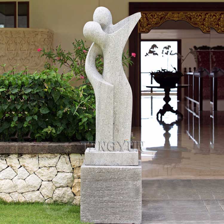 Outdoor Stone Granite Kissing Couple Abstract Statue