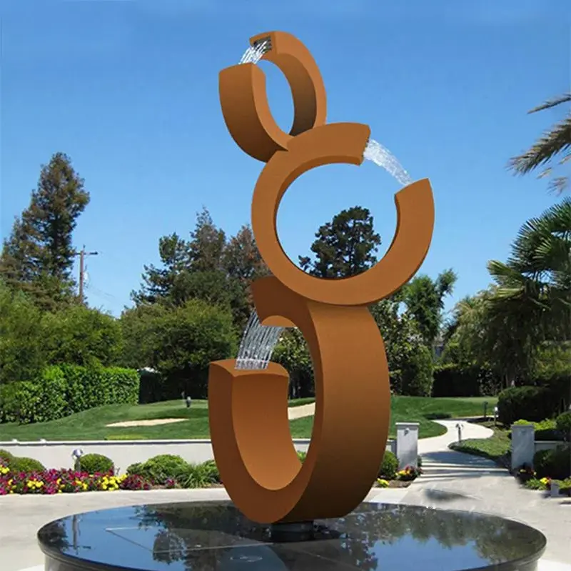 Outdoor Metal Garden Weathering Steel Rust Large Size Corten Steel Water Fountain