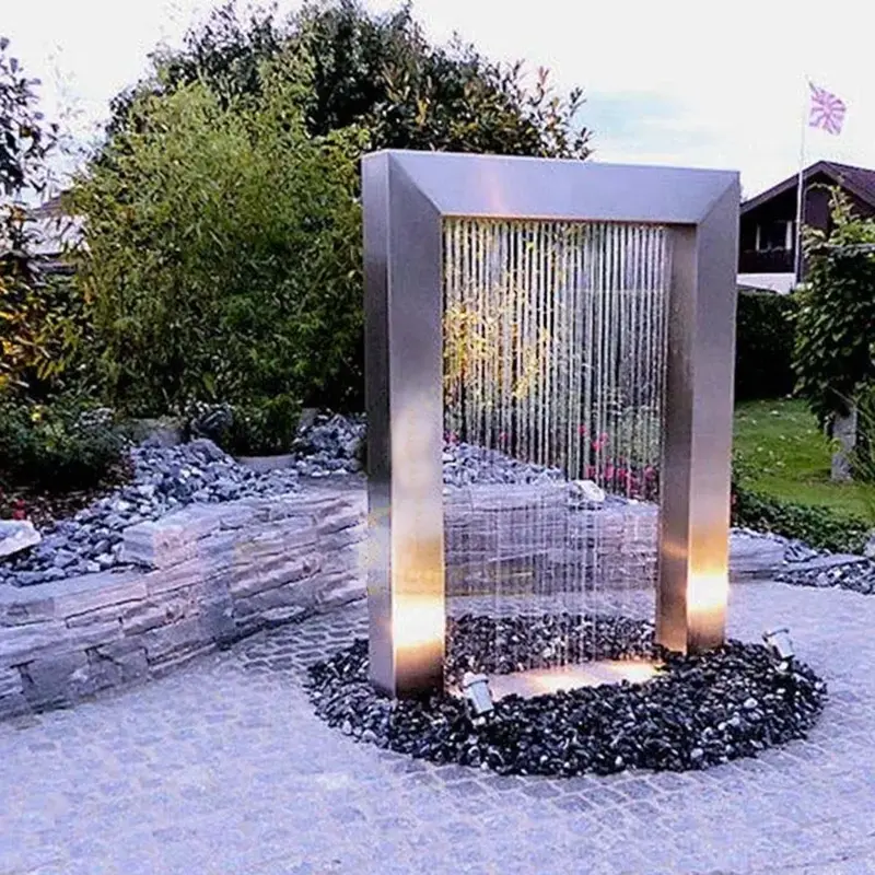 304 Stainless Steel Curtain Water Feature Outdoor Metal Waterfall Water Fountains For Sale