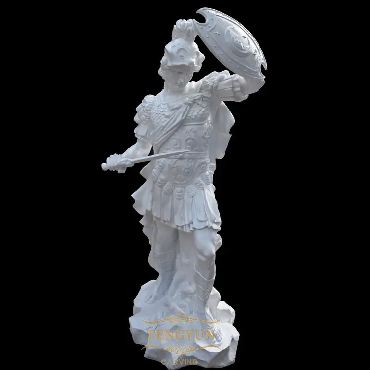 Ancient Greek Resin Warrior Statue Fiberglass Life Size Roman Knight With Shield