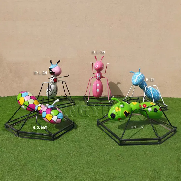 Big Size Metal Garden Ant Statues Outdoor Abstract Animal statues Stainless Steel Grass Land Ant Sculpture