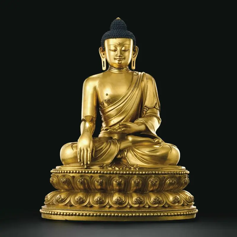 Bronze Buddha Sakyamuni Statue Antique Gold Religious Statues