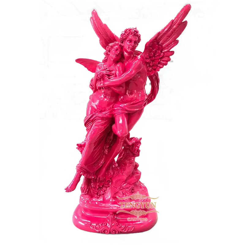 China Factory Custom Fiberglass Cupid And Psyche Art Statue Life Size Ancient Angels For Garden Decoration